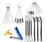 Carburetor Cleaning Kit, 3 Double Head Brushes 32 Needles 10 Nylon Brushes 4 Hooks 1 Scraper 1 Wrench Carbons Dirt Jet Cleaner for Spray Carburettor Motorcycle Airbrush Throttle Body Torch Tip Carb