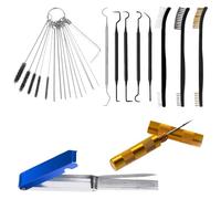 Carburetor Cleaning Kit, Carburetors Carbon Dirt Jet Remove Cleaner,10 Cleaning Needles+ 5 Nylon Brushes+13 Cleaning Wires+1 Sharpen Pick Tool+5 Hooks+3 Brushes