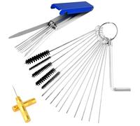 Carburetor Cleaning Kit Carburetors Carbon Dirt Jet Remove Cleaner - Stainless Steel 13 Cleaning Wires Set, 5 Nylon Brushes, 10 Cleanings Needles, 1 Throttle Wrench and 1 Sharp Pick