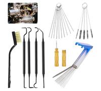 Carburetor Cleaning Kit,Includes Stainless Steel 23 Cleaning Wires,1 Single Head Brush,1 Sharpen Pick Tool Kit,5 Nylon Brushes and 4 Cleaning Hooks,for Motorcycle Car Engines