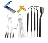 Carburetor Cleaning Kit, Including 1 Single-Head Brush 23 Needles 5 Nylon Brushes 4 Cleaning Hooks & 1 Hex Wrench Suitable for Motorcycles Chainsaws Welding Machines