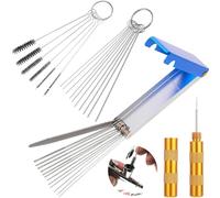 Carburetor Cleaning Kit - Stainless Steel 13 Cleaning Wires Set + 5 Nylon Brushes + 10 Cleaning Needles + 1 Sharp Pick Carburetors Carbon Dirt Jet Remove Cleaner