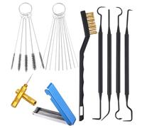 Carburetor Cleaning Kit Tip Cleaner Set Includes 1 Single Head Brush 5 Nylon Brushes 23 Needles 4 Cleaning Hooks 1 Scraper and 1pcs Box for Auto Motorcycles ATV Welder Lawn Equipment