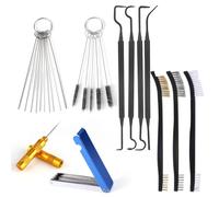 Carburetor Cleaning Kit Tool, Includes 13 Needles 4 Cleaner Hooks 3 Dual-Head Brush 10 Single-Headed Needles 1 Pointed Hook Scraper for ATV Welder Motorcycle Carb Spray Jet Torch Tips Set