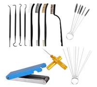 Carburetor Cleaning Kit Torch Tip Cleaner, Includes 3 Double-Ended Brushes 1 Single Head Brush 23 Needles 5 Nylon Brushes 1 Scraper & 4 Cleaning Hooks Tool for Motorcycle ATV Mower Small Engine