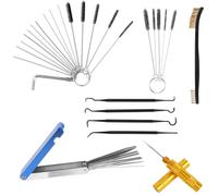 Carburetor Cleaning Kit, with 1 Dual-Ended Brush 23 Needle 10 Brush 4 Carb Jet Hook 1 Scraper Tool Welding Torch Tip Throttle Body Cleaner for Motorcycle ATV Welder Small Orifice Engine Maintenance