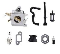 Carburetor for STIHL MS170 MS180 017 018 Chainsaw Carburetor Kit with Filter, Sponge, Hose and Gasket Metal Carburetor Replacement Part