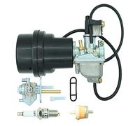 Carburetor with Air Filter Box Fit For Suzuki ATV Quadmaster 50 LT-A50 2002-2005 LT50 LT 50 1983-1987 JR50 1984-2006 Including & Fuel Valve Petcock With Spark Plug