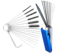 Carburetors Carbon Dirt Jet Remove Cleaner, 9 Cleaning Needles 6 Nylon Brushes 1 Wrench and 13 Cleaning Wires Brushes Set for Weedeater Chainsaw Motorcycle ATV Moped Welder Carb