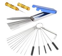 Carburettor Cleaner Kit, 13 Stainless Steel Wires, 10 Needles, 5 Nylon Brushes, 1 Pick Tool - Carb Cleaning Kit for Motorcycle, Lawnmower, Chainsaw, ATV, Carburettor Cleaner Spray Jet Tool
