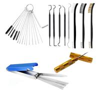 Carburettor Cleaner Kit,Carburetors Carbon Dirt Jet Remover Cleaner,10 Cleaning Needles+5 Nylon Brushes+1 Wrench+13 Cleaning Wires Set+8 Brushes Hooks+1 Sharp Pick Tool Kit for Motorcycle Carb (C)