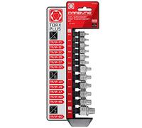 CARBYNE 12-Piece Torx Plus Stubby Low Profile Bit Socket Set, TP10/IP10 to TP60/IP60, S2 Steel, Dual Drive Internal Square and External Hex for Tight Spaces, Genuine Licensed Torx Plus