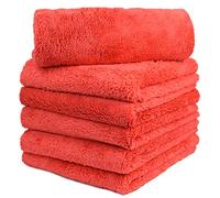 CarCarez Microfiber Car Wash Drying Towels Professional Grade Premium Microfiber Towels for Car Wash Drying 450GSM 16 in.x 16 in. Pack of 6 (6 Pack, Red)