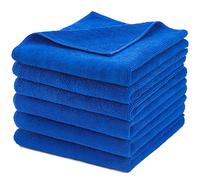CARCAREZ Premium Microfiber Detailing Towels, 340 GSM Lint Free Car Buffing Waxing Polishing Drying Towel, Pack of 6 (Blue)