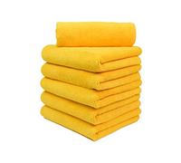 CARCAREZ Premium Microfiber Detailing Towels, 340 GSM Lint Free Car Buffing Waxing Polishing Drying Towels (6, Yellow, 16x16 Inch)