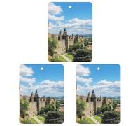 Carcassonne France Castle 3 Pcs Car Air Freshener Automotive Aromatherapy Tablets Hanging Scented Cards for Room Bathroom Square