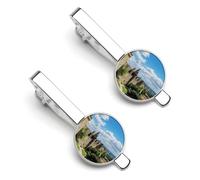 Carcassonne France Castle Casual Tie Clips for Men 1 Pair Classic Tie Bars Suit Jewelry Gift for Father Husband Boyfriend 5.5x2.2cm