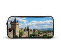 Carcassonne France Castle Small Pencil Case Large Capacity Pen Bag Aesthetic Makeup Pouch Office Stationery Organizer 22 * 12 * 5cm