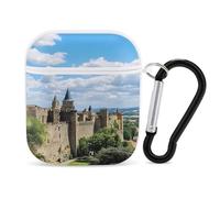 Carcassonne France Castle Stylish Case Cover Compatible with AirPods 1&2 Hard PC Protector with Keychain