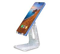 CARCHILE Bling Rhinestone Crystal Adjustable Cell Phone Stand, Phone Holder for Desk, Phone Desktop Holder Stand Compatible with iPhone IPAD Samsung Smart (Silver)