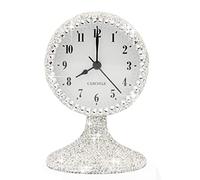 CARCHILE Luxury Rhinestone Alarm Clock Morning Call Super Silent Non Ticking Handmade Fashion Design for Bedroom Houseroom Living Room Desk Cute As Gi