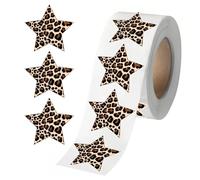 Card and Envelope Star Stickers Roll, Leopard Print Adhesive 2.5cm Labels for Journaling, Package Wrap and Accent Decor Use Adhesive Star Stickers Leopard Print Sticker Roll Journal Package Wrap