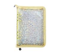Card Binder 20 Pages Star Planner Sticker Book with Zip | Transparent Notebook for On the Go for School, Meeting, Reading, Health, Mental, Study, Task, Home, Yellow