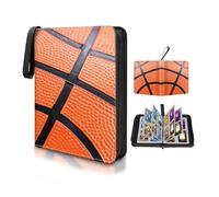 Card Binder 4 Pocket,Collectible Trading Card Albums Fits 400 Cards with 50 Removable Sleeves,Portable Trading Collection Album Holder,Game Card Case book With Zipper for Gifts,basketball Skin