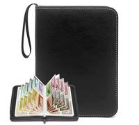 Card Binder 4 Pocket,Trading Card Binder with 50 Removable Sleeves,400 Pocket TCG Binder Album,Football Card Binder with Waterproof PU Cover（Black）