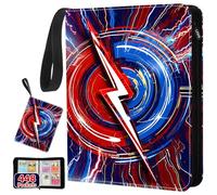 Card Binder 4-Pockets, 448 Cards Holder with 56 Removable Sleeves, 3-Ring Zipper Sports Book Compatible with TCG, MTG and Game Cards, Trading Card Collector Album, Gifts for Boys and Girls