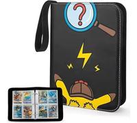 Card Binder 400 Pockets 4 Pocket 50 Page Card Album Folder | PU Leather Zipper Card Holder Book for Kids & Collectors | Waterproof Card Storage Case (Black P!)