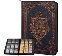 Trading Card Binder - 9 Pocket Album w Zipper - 360 Side Loading Folder for TCG - 3D PU Leather - For MTG, Disney Lorcana Trading Card Game, Magic The Gathering, Pokemon - Book Accessories Gift (Blue)