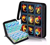 Card Binder 9 Pocket,trading card binder 50 Removable Sleeves,900 Pockets Card Holder Album,PU surface is waterproof and wear-resistant trading card file,card collection binder(Dragon A)