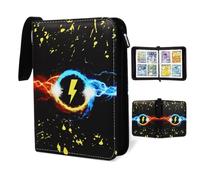 Card Binder, Big Size Trading Cards Album For 720 Poke-Mon Cards Cartoon Prints Zipper Bag Trading Card Binder Cards Collection Bag Game Cards Case Gift (Lightning, 400)