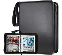 Card Binder for Jumbo Cards, PU Leather Card Binder with 50Pcs Sleeves, Double Sided Pocket PU Card Collector Album, Card Collector Folder Hold 100Pcs Oversize Big Cards 5.9"x8.1 (Black)