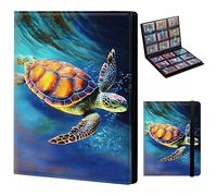 Card Binder for Mtg Yugioh TCG Baseball Sports trading Cards Holder Binder Book 9-Pocket Sleeve Side Load 720 Cards Collection Binder Album With Elastic Band-Sea Turtle Painting Art