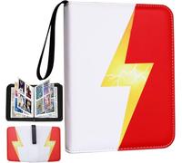 Card Binder for Pokemon - 4 Pocket Red & White Zipper Binder with 50 Removable Premium 0.08mm Sleevs, 400 Cards Capacity, Ideal for Boys, Girls - Collectible Trading Card Album