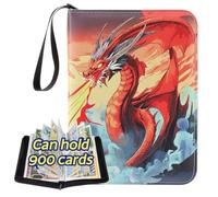 Card Binder for Pokemon 9 Pocket Doyosh 900 Pockets Card Holder Binder with 50 Sleeves, Card Holder Binder Trading Cards with Charizard for Teens Gifts, Card Collector Album Card Binder Book
