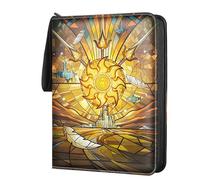 Card Binder for Pokemon 9 Pocket - Trading Card Binder for Pokemon with 50 Removable Sleeves for 900 Cards, PU Waterproof Card Folder with Zipper, Portable Trading Card Album (Gold Sun)