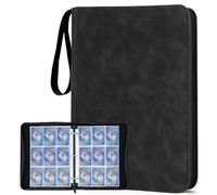 Card Binder for Pokemon Cards, 900 Cards 9-Pockets Trading Card Binder, 50 Removable Sleeves, PU Leather Suede Zipper Carrying Case Binder Album, Cards Games Collection Holder Book Folder (Black)