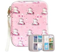 Card Binder Holder, 80 Pockets Cards Binder Folder with Zipper, Loose-leaf & Portable Card Case Card Holder Fit with 2.3 * 3.4 Inch Yoto Cards, MTG, Pokemon, Yu-Gi-Oh, Football & Sports Cards (Pink)