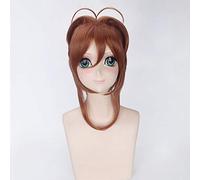 Card Captor Sakura Kinomoto Sakura Cosplay Wigs Brown Straight Clear Card Wigs Synthetic Hair Perucas Cosplay Wig+Free Wig Cap