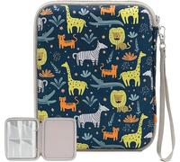 Card Case Organizer for Yoto cards, 80 Pockets Portable Folder with Zipper Mini Audiobook Cards Storage, Card Binder Holder for Travel (Animals)