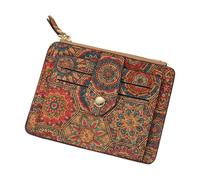 Card Case with Zipper Compartment System - Antique Botanic Passport Cover Module, Bohemian Identity Folio Doc Insert, Receipt Pouch with Velvet Closure | Payment Book for Users, b