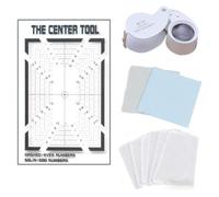 Card Centering Inspection Tools with Printed Guide Board, Foldable 40x Loupe, Clear Sleeves, Manual Review Set for Collection Management Trading Card Centering Board Grading Prep Tool Collectible Set
