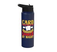 Card Collector by Day Sleepless Gamer by Night Trading Card Stainless Steel Insulated Water Bottle