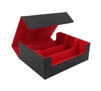 Card Deck Box 3 Rows Large Capacity Magnetic Closure PU Leather Card Deck Storage Case for Game Cards Tarot Cards Premium Soft Felt Lining Protective Durable Lightweight Easy (Black Shell with Red