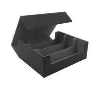 Card Deck Box 3 Rows Large Capacity Magnetic Closure PU Leather Card Deck Storage Case for Game Cards Tarot Cards (Black Shell with Grey Lining)