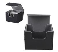 Card Deck Box, Magnetic Flap Lid Card Deck Case 100 Sheets Capacity PU Leather Game Box for Game Tarot (Black)