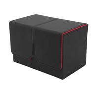 Card Deck Box PU Leather Magnetic Closure Card Storage Holder Organizer Case Fits 160 Cards for Trading Cards Game Cards Tarot Cards (Black Red)